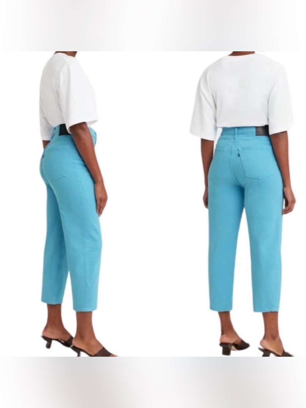 Levi’s Made & Crafted Barrel Crop  High-Waist  organic Jeans in Bright Aqua 25